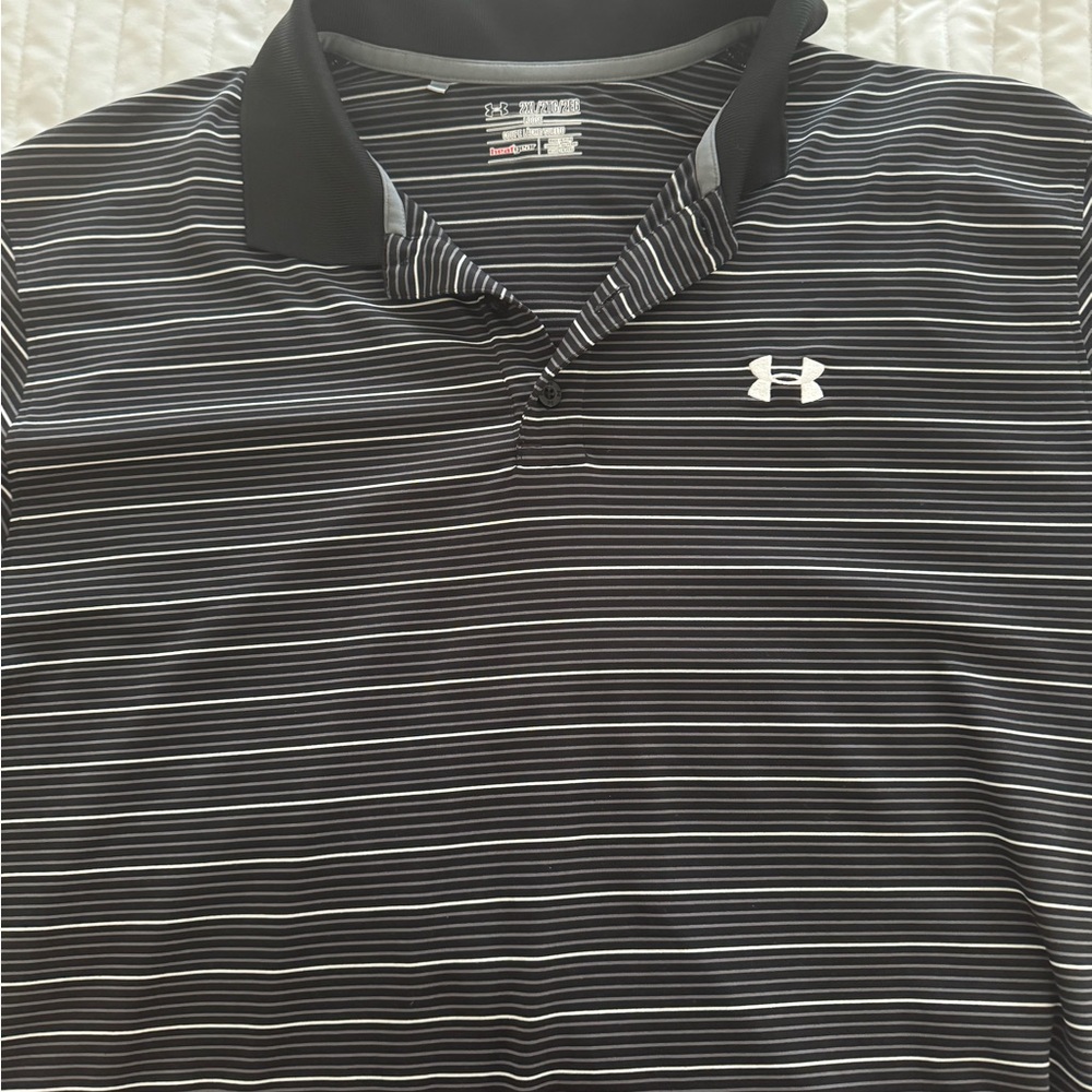 Under Armour Men's Black Striped Polo Shirt XXL